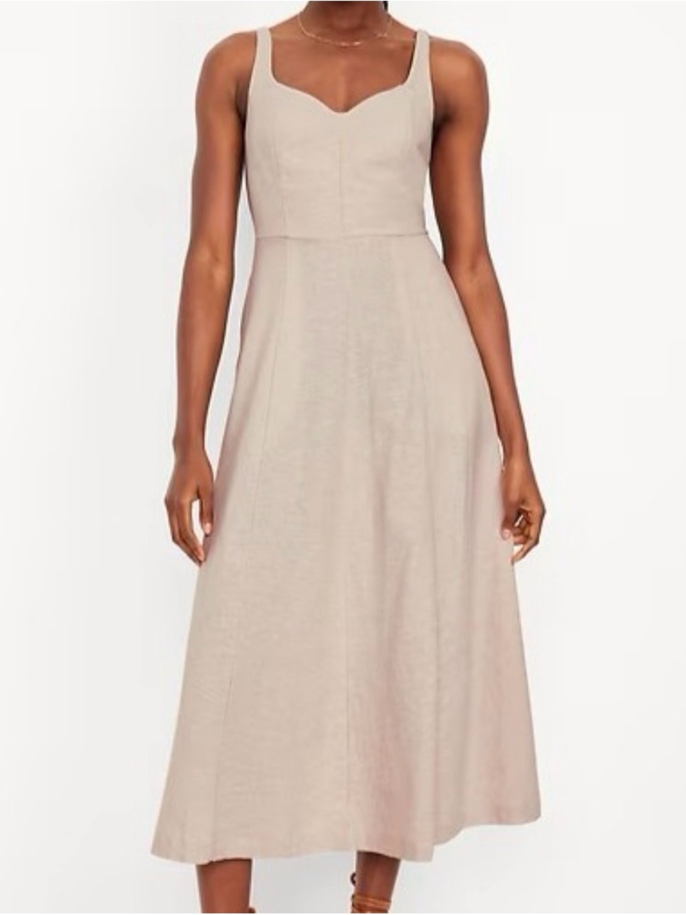 Old Navy Cream Sleeveless Maxi Dress with Sweetheart Neckline
